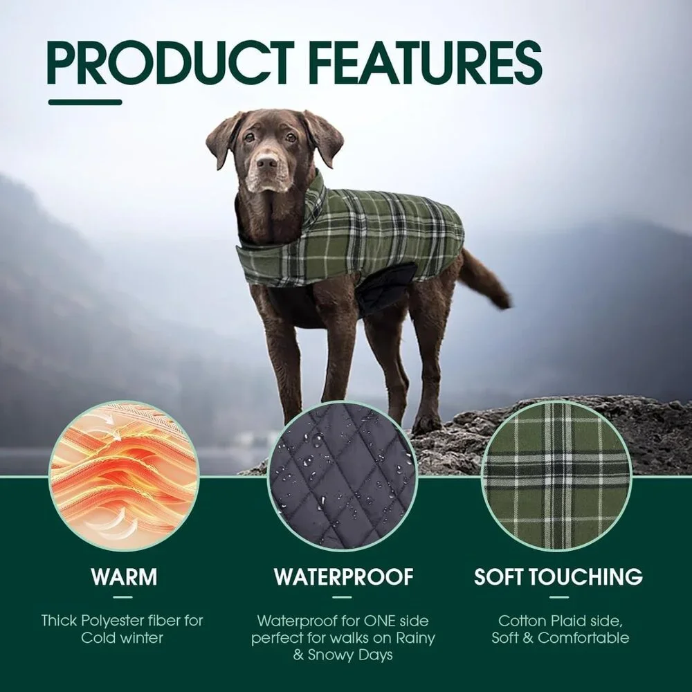 Waterproof Dog Coat, Reversible Dog Jacket